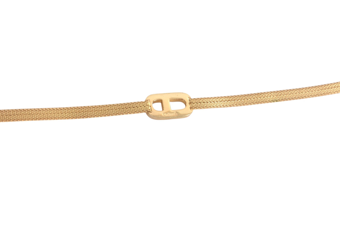 Christian Dior CD Logo Bracelet Vintage Gold tone Metal Designer Classic Authentic