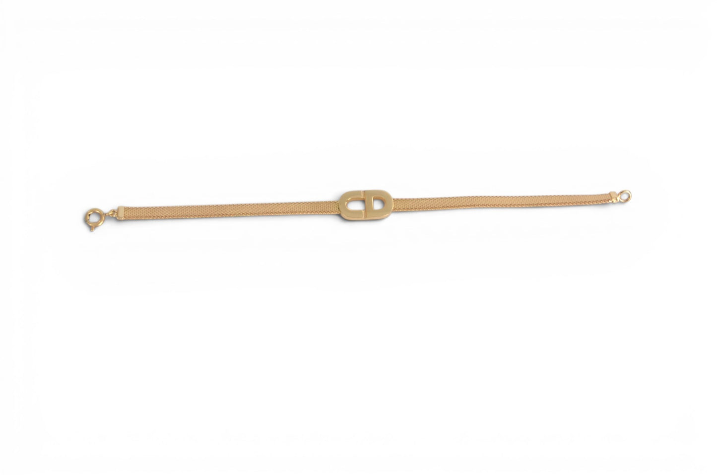 Christian Dior CD Logo Bracelet Vintage Gold tone Metal Designer Classic Authentic
