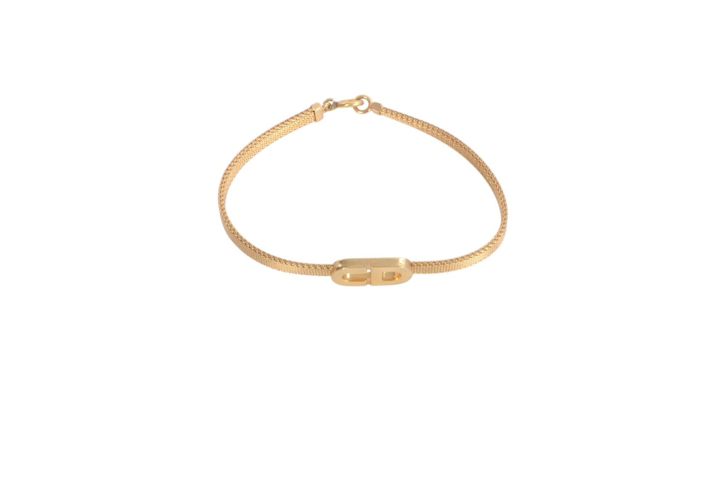 Christian Dior CD Logo Bracelet Vintage Gold tone Metal Designer Classic Authentic