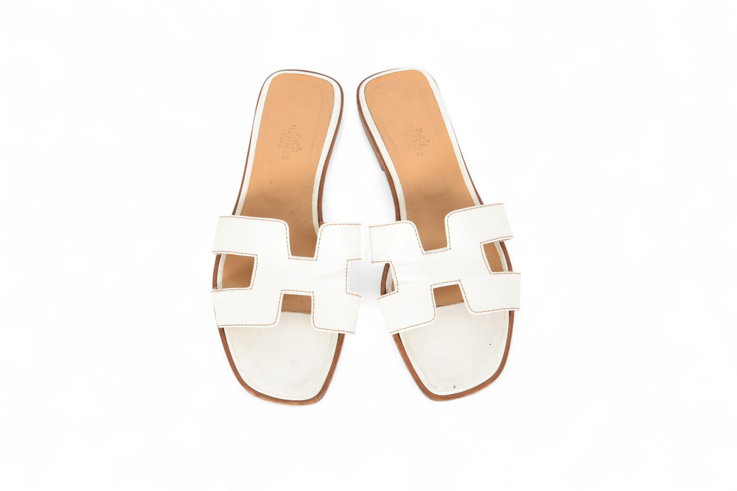 Hermès Oran Sandals Shoes Leather H Logo Calfskin Flats Size 39