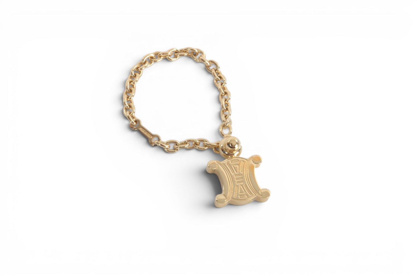 Celine Vintage Triomphe Bag Charm Keychain Gold tone Key Chain Holder Keyring Accessory Designer Classic