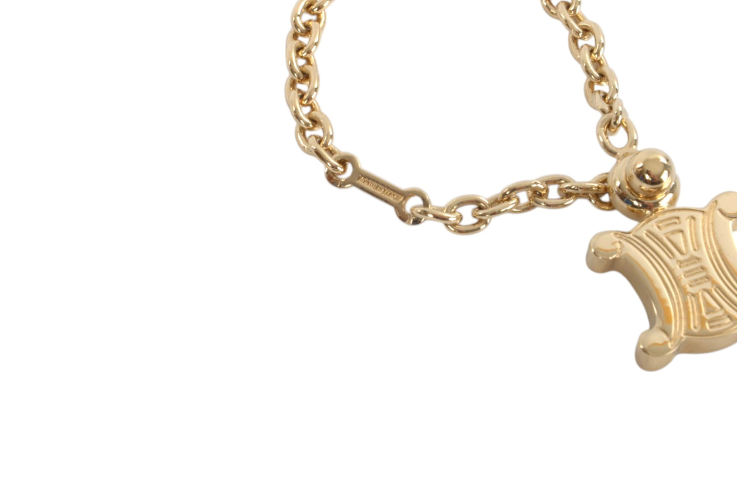 Celine Vintage Triomphe Bag Charm Keychain Gold tone Key Chain Holder Keyring Accessory Designer Classic
