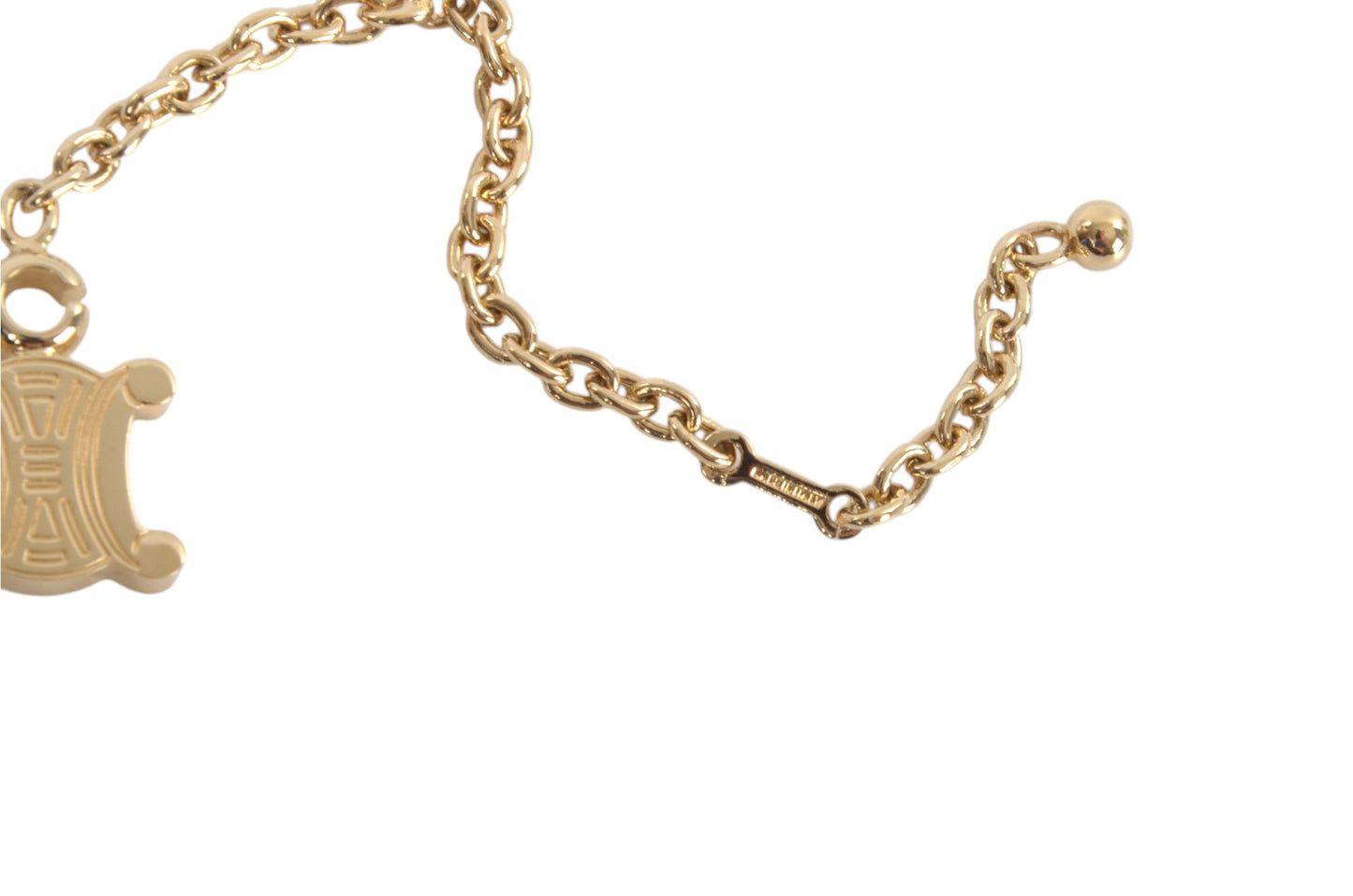 Celine Vintage Triomphe Bag Charm Keychain Gold tone Key Chain Holder Keyring Accessory Designer Classic