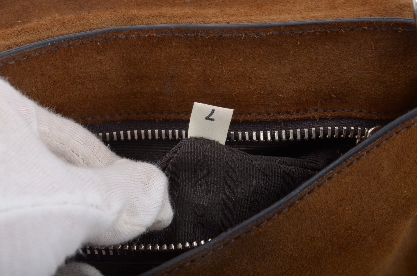 Prada Suede Shoulder Bag Handbag Vintage Leather Logo Brown Designer Classic