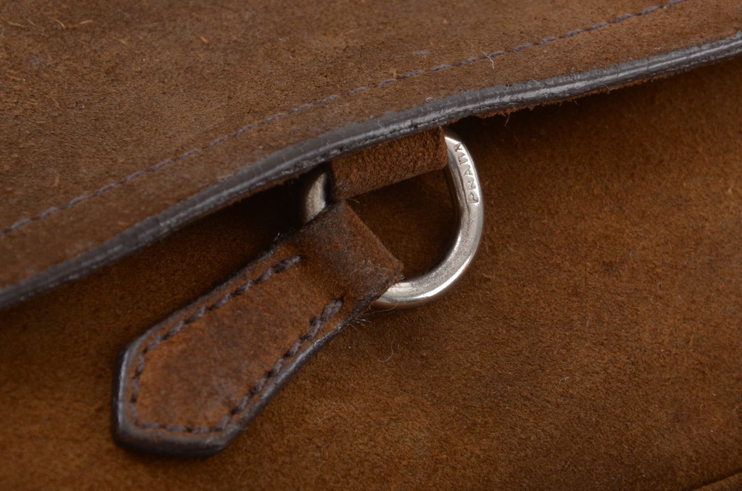 Prada Suede Shoulder Bag Handbag Vintage Leather Logo Brown Designer Classic