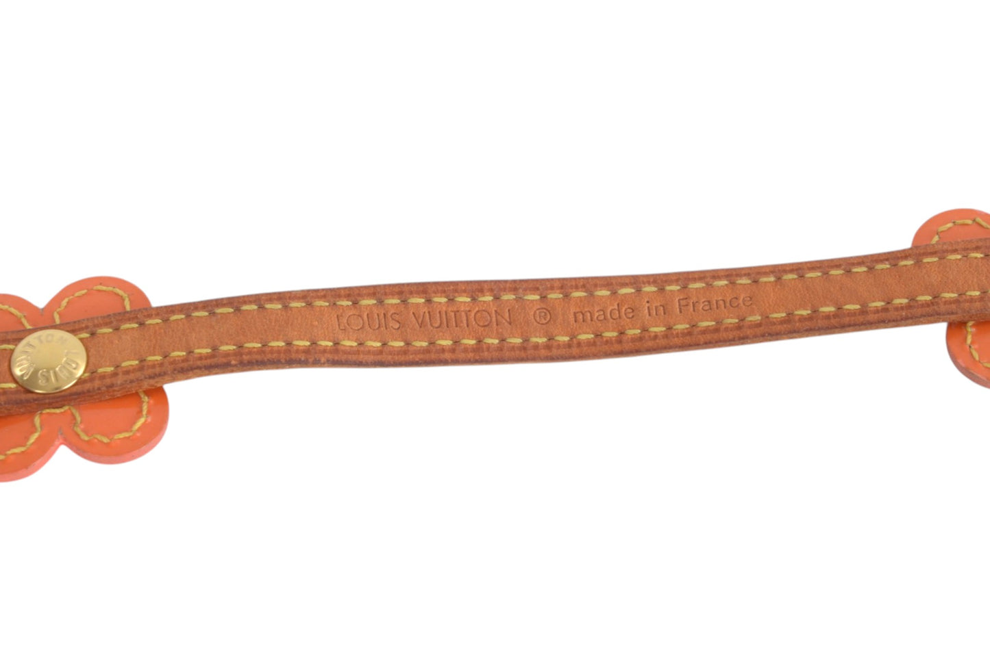 Louis Vuitton Vernis Flower Lexington Double Bracelet Leather Vintage Brown Orange Designer Classic