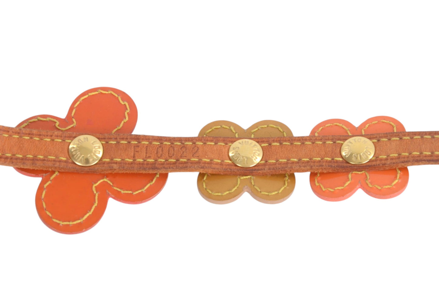 Louis Vuitton Vernis Flower Lexington Double Bracelet Leather Vintage Brown Orange Designer Classic