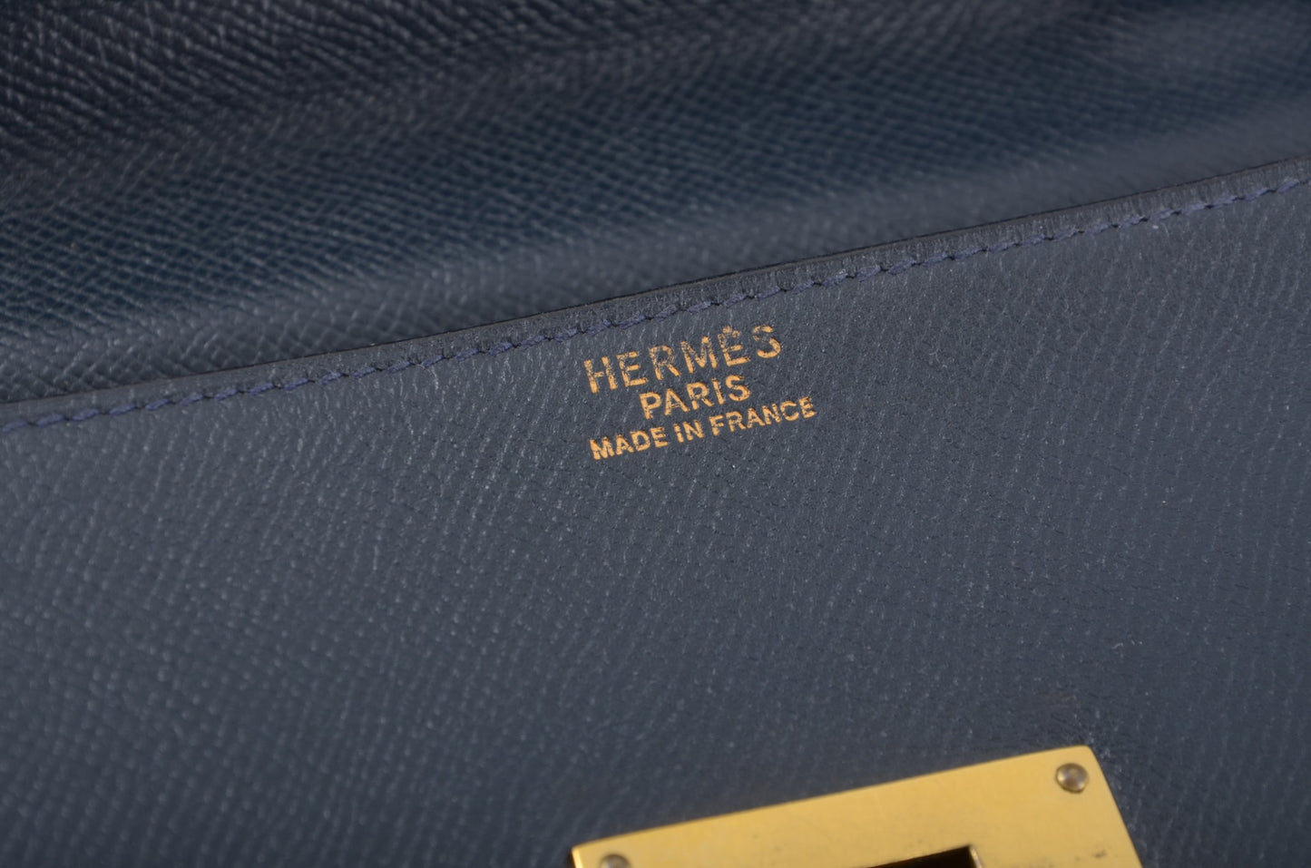 Hermès Kirius Business Document Bag Handbag Couchvel Leather Briefcase Navy Blue Gold Hardware