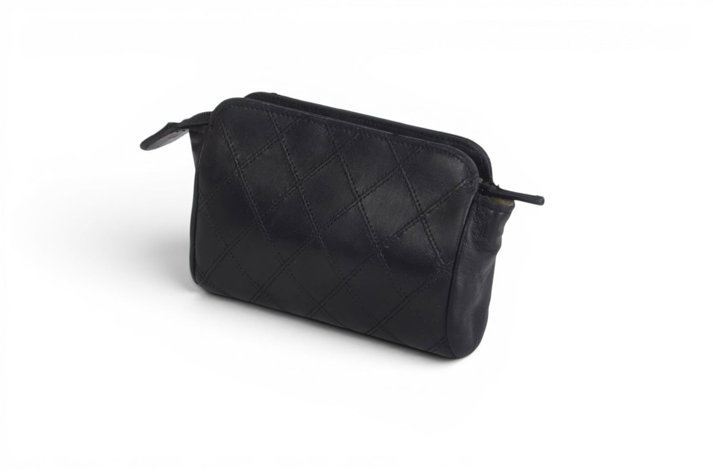 Chanel Clutch Pouch Quilted Lambskin Leather Black Bag Matelasse CC Logo Vintage Designer Classic
