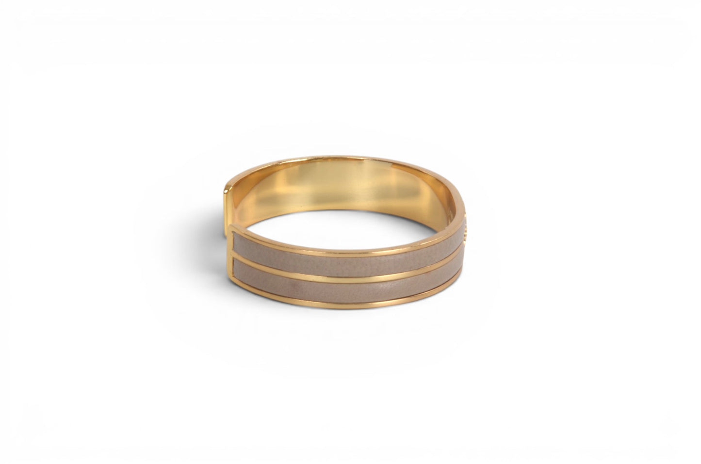 Loewe Anagram Bangle Bracelet Ladies Taupe Beige Gold Cuff Vintage Designer Classic Authentic