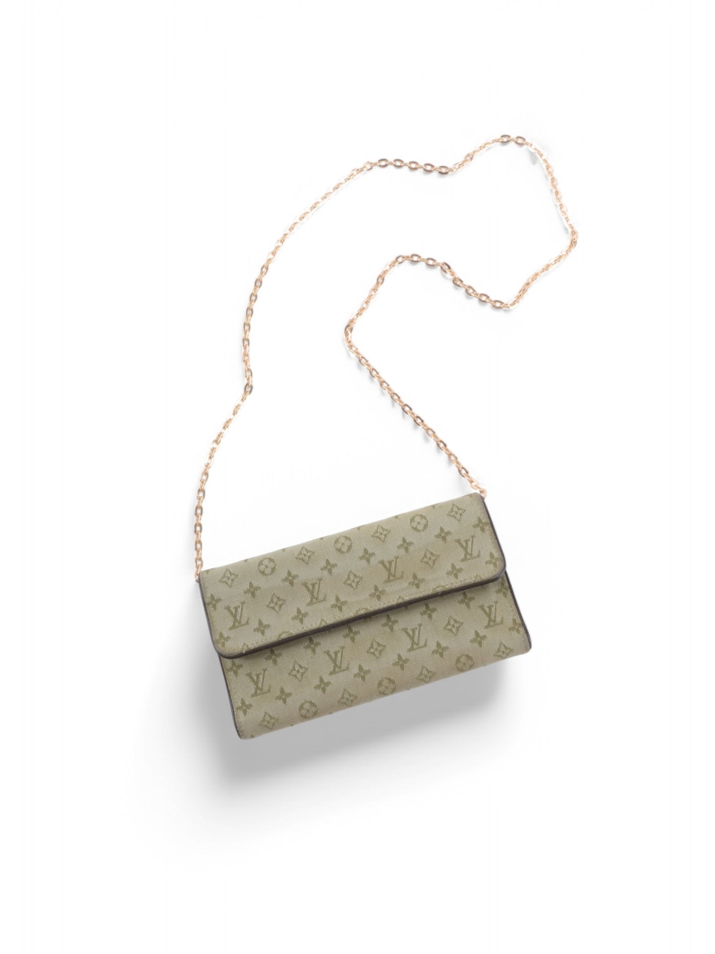 Louis Vuitton Sarah Mini Lin Monogram Wallet Vintage Green Khaki Crossbody Bag