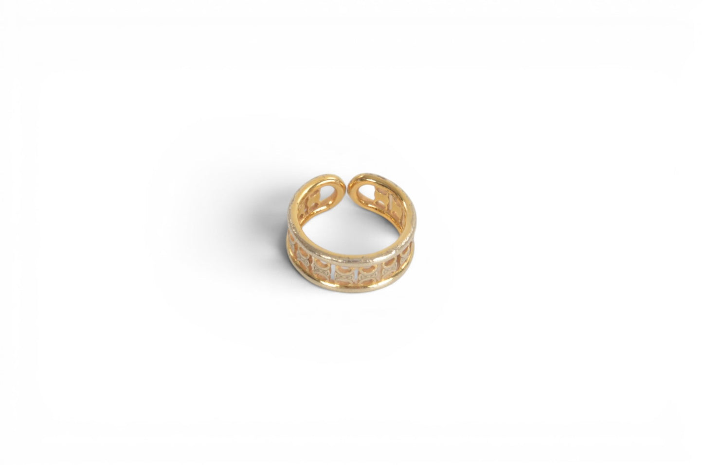 Celine Triomphe Ring Brass Gold Finish Logo Vintage Designer Classic
