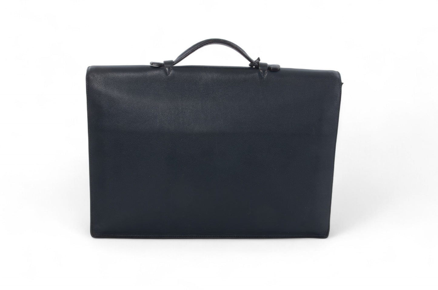 Hermès Kirius Business Document Bag Handbag Couchvel Leather Briefcase Navy Blue Gold Hardware