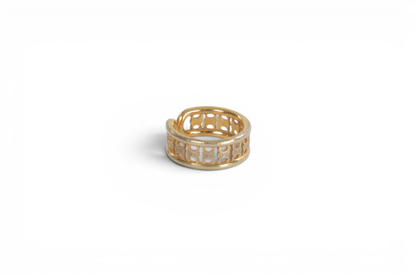 Celine Triomphe Ring Brass Gold Finish Logo Vintage Designer Classic