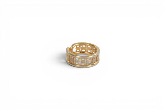 Celine Triomphe Ring Brass Gold Finish Logo Vintage Designer Classic