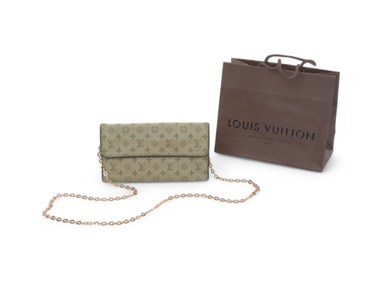 Louis Vuitton Sarah Mini Lin Monogram Wallet Vintage Green Khaki Crossbody Bag