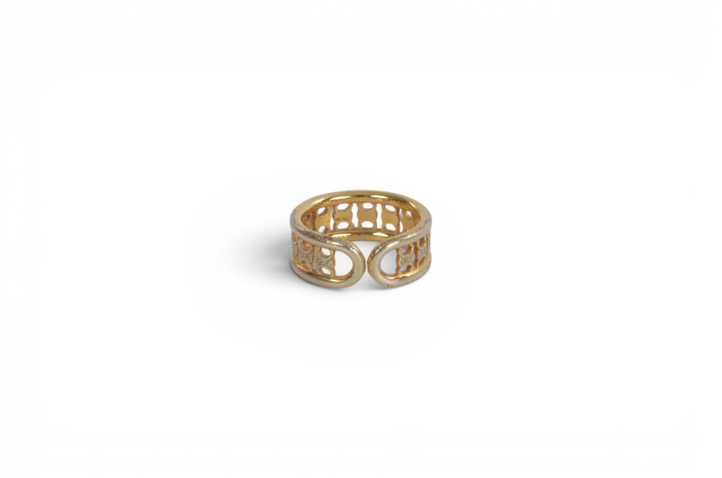 Celine Triomphe Ring Brass Gold Finish Logo Vintage Designer Classic