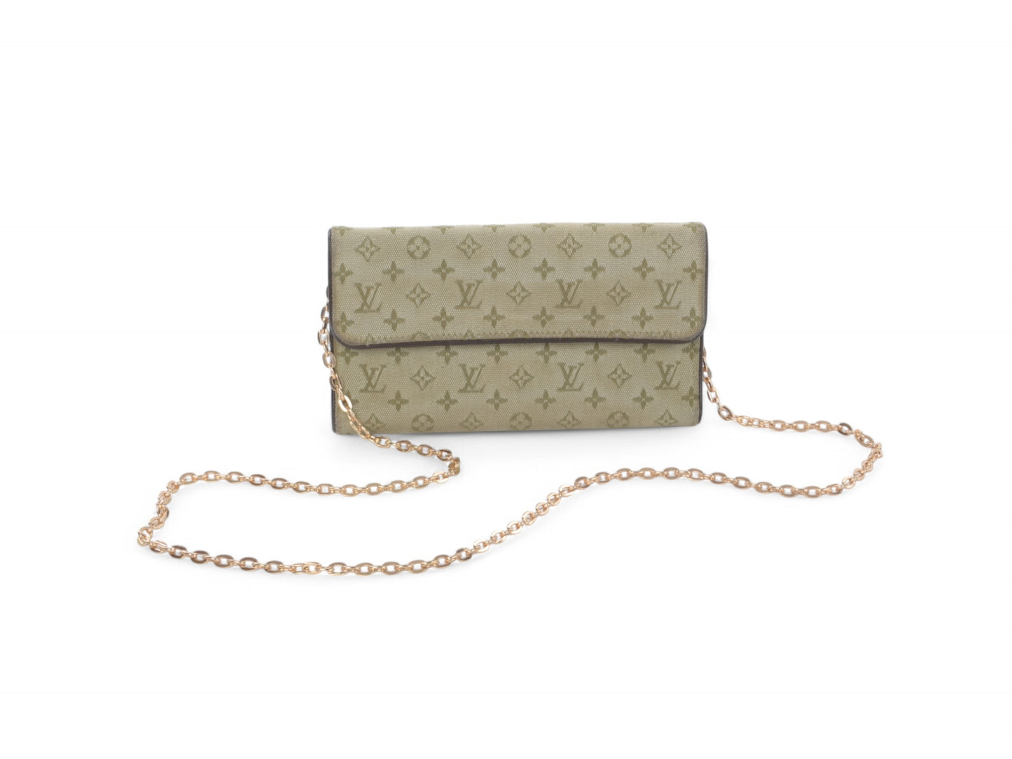 Louis Vuitton Sarah Mini Lin Monogram Wallet Vintage Green Khaki Crossbody Bag
