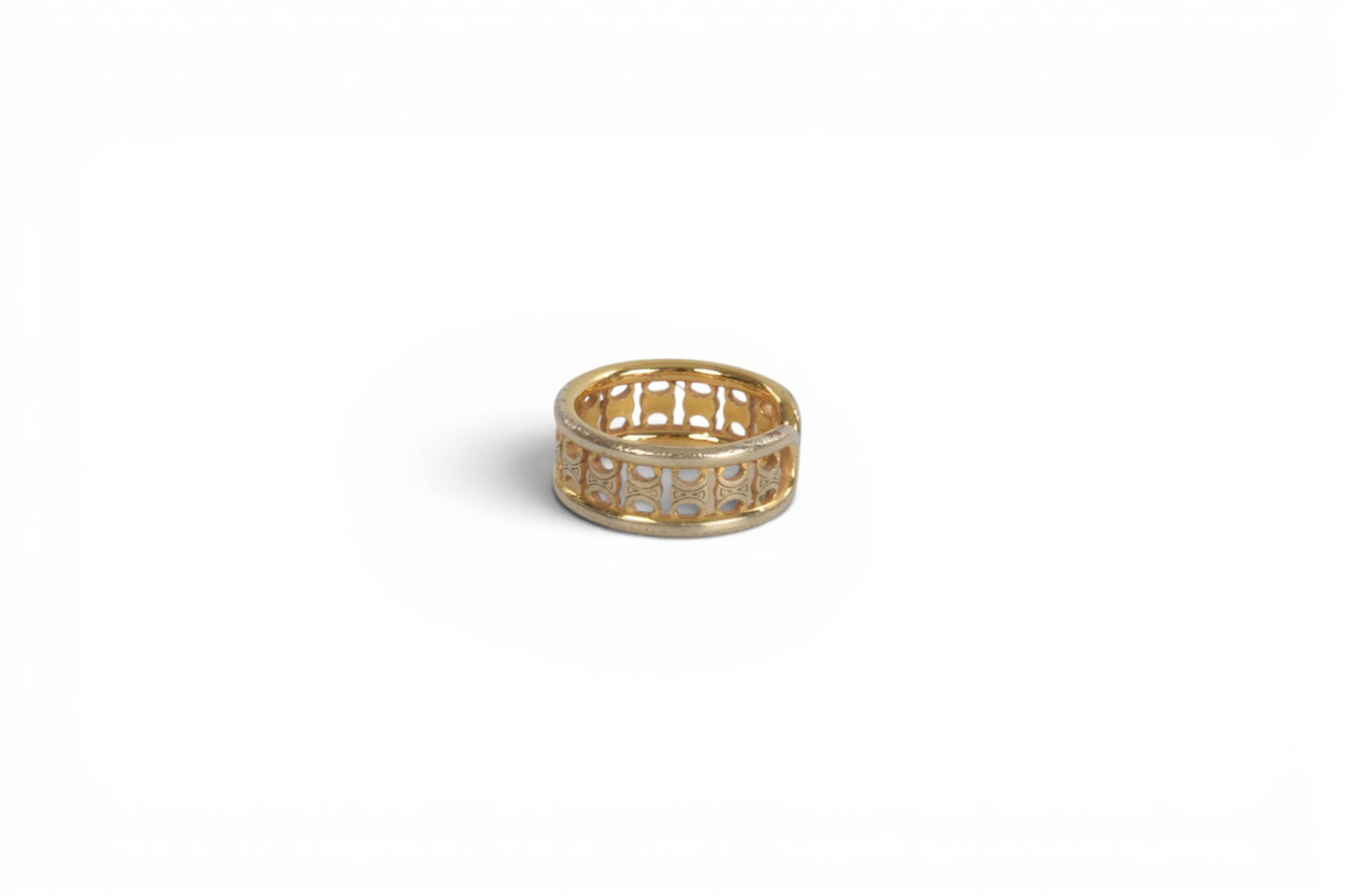 Celine Triomphe Ring Brass Gold Finish Logo Vintage Designer Classic