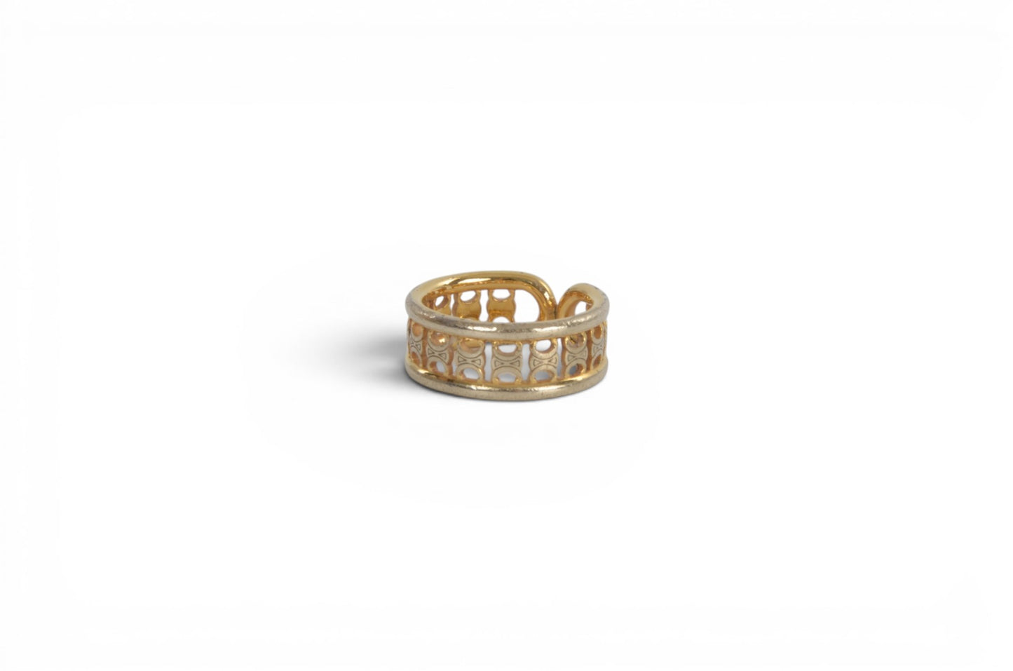 Celine Triomphe Ring Brass Gold Finish Logo Vintage Designer Classic