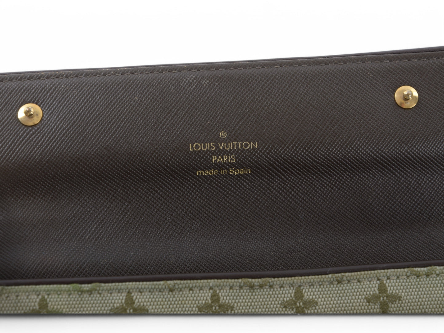 Louis Vuitton Sarah Mini Lin Monogram Wallet Vintage Green Khaki Crossbody Bag
