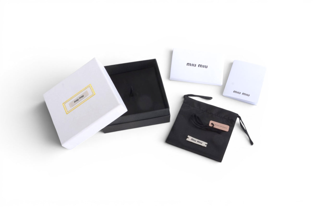 Miu Miu Ring Rhinestone Strass Silver Tone Logo MiuMiu Designer Classic