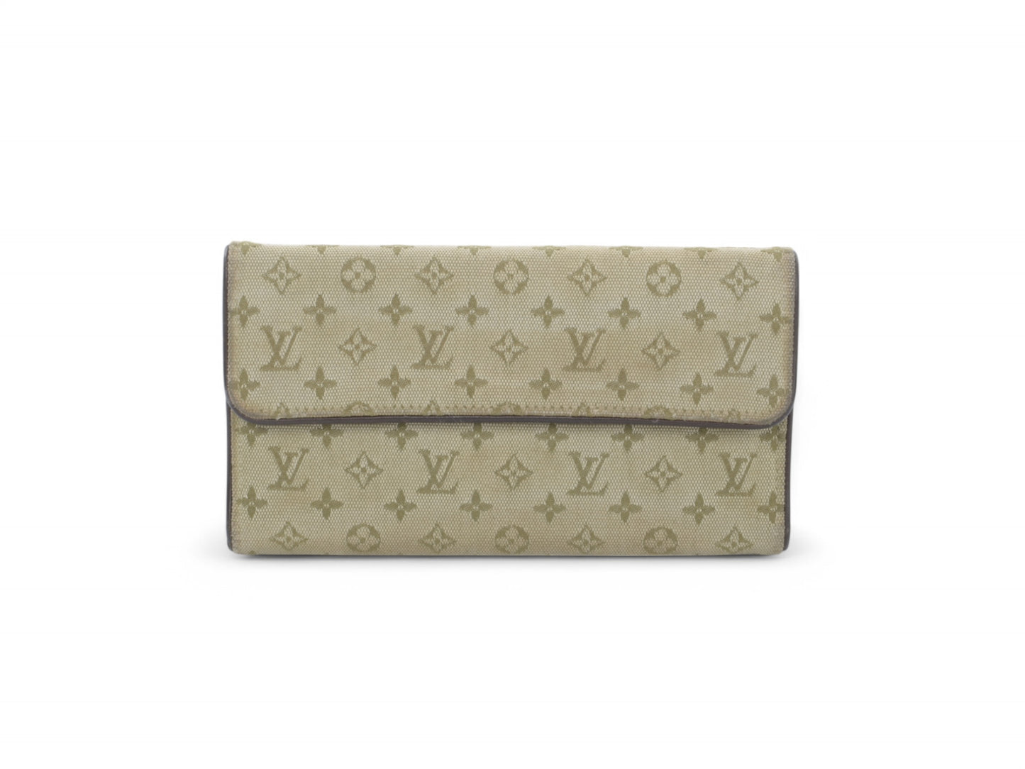 Louis Vuitton Sarah Mini Lin Monogram Wallet Vintage Green Khaki Crossbody Bag