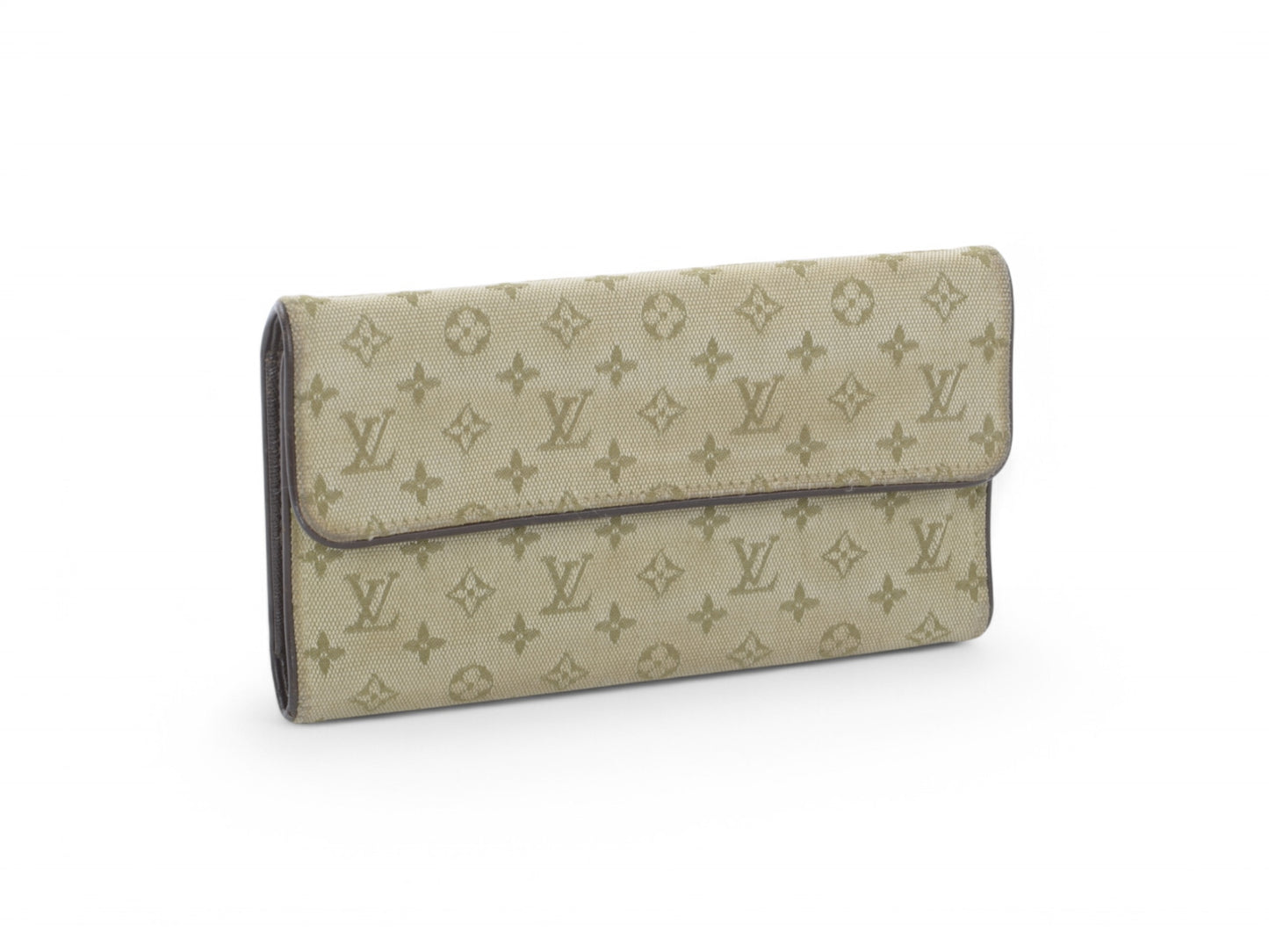Louis Vuitton Sarah Mini Lin Monogram Wallet Vintage Green Khaki Crossbody Bag