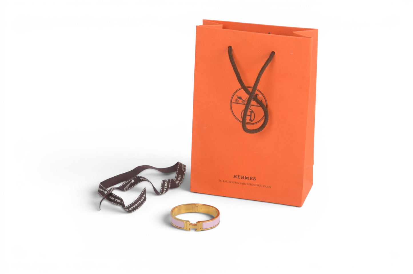 Hermès H Bracelet Pink Enamel Gold Plated Clic-Clac Bangle Designer Classic