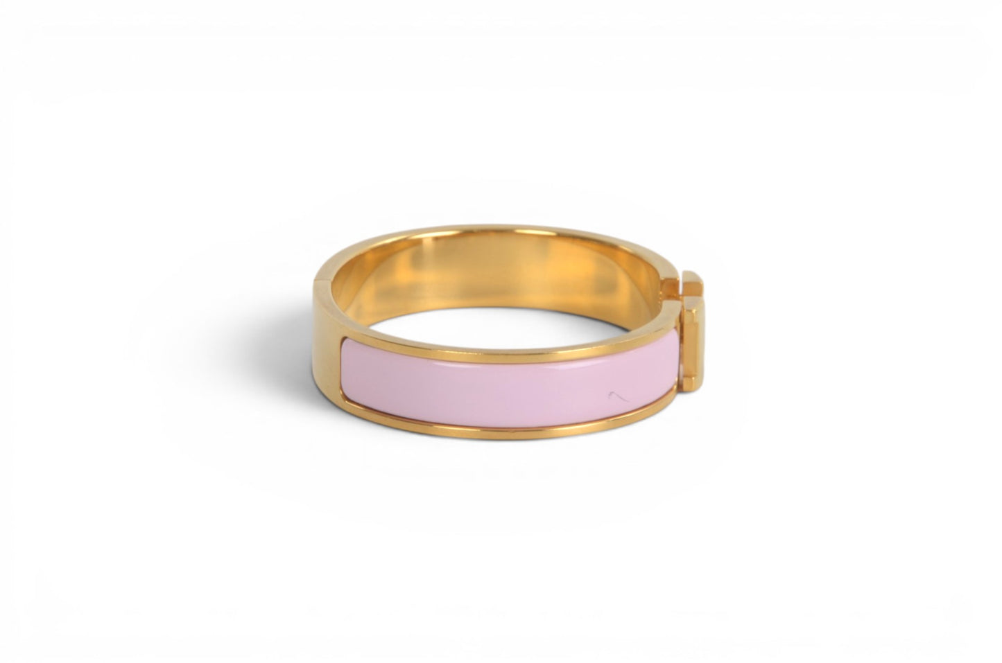 Hermès H Bracelet Pink Enamel Gold Plated Clic-Clac Bangle Designer Classic