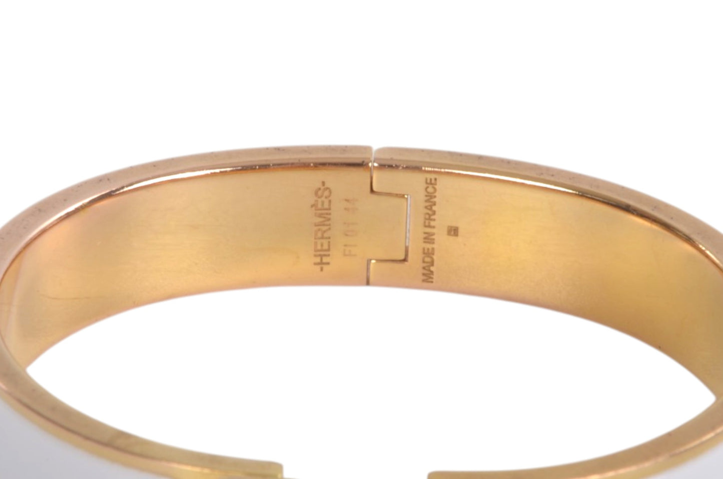Hermès H Bracelet White Enamel Gold Plated Clic-Clac Bangle Designer Classic