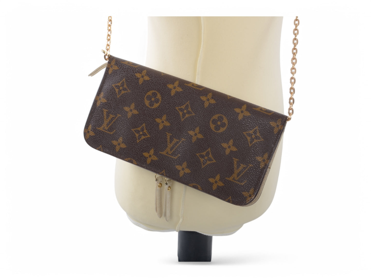 Louis Vuitton Insolite Monogram Zip Wallet Zippy Leather Canvas Brown Ivory Crossbody Bag