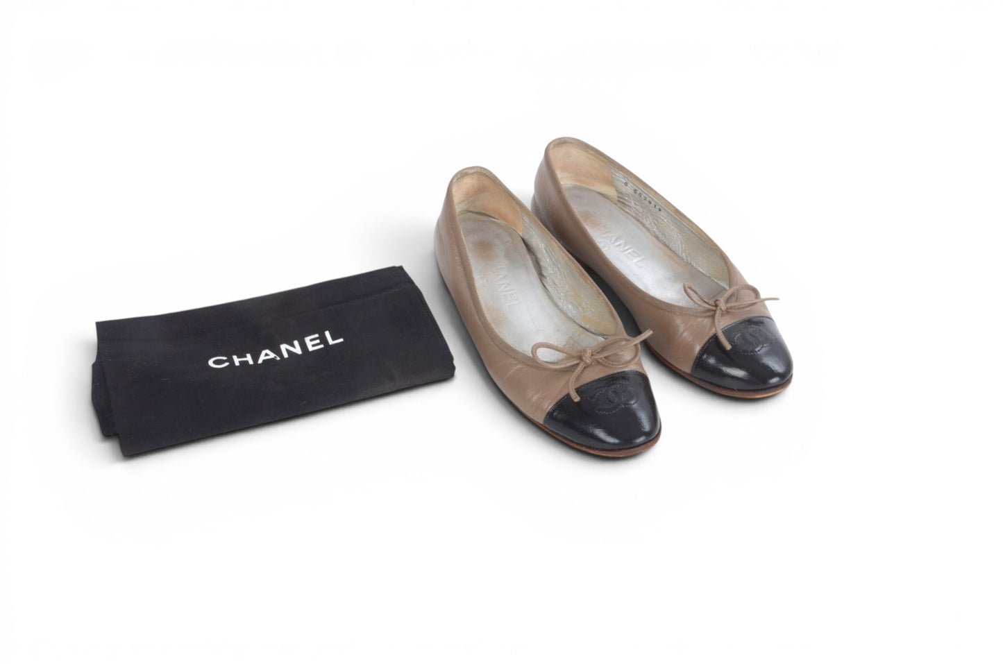 Chanel Ballet Flats Shoes Ballerina Ballet Flat Pumps Ribbon Leather Vintage Size 35,5