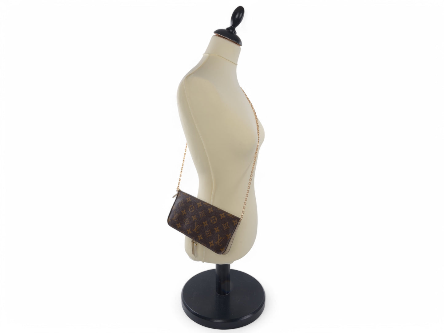 Louis Vuitton Insolite Monogram Zip Wallet Zippy Leather Canvas Brown Ivory Crossbody Bag