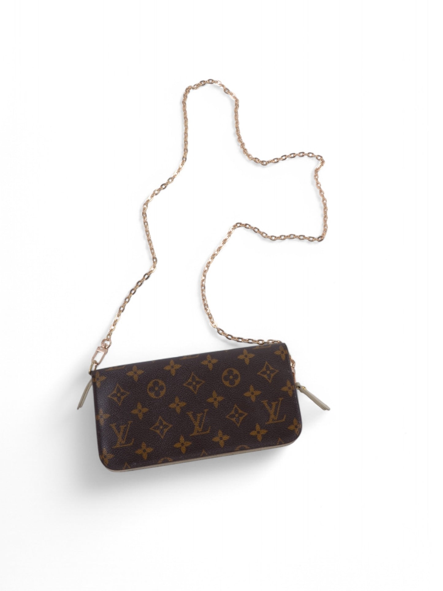 Louis Vuitton Insolite Monogram Zip Wallet Zippy Leather Canvas Brown Ivory Crossbody Bag