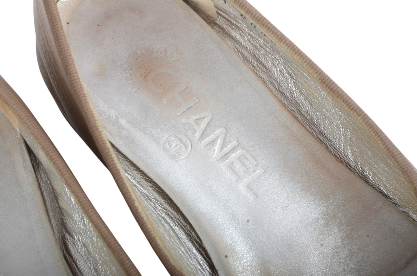 Chanel Ballet Flats Shoes Ballerina Ballet Flat Pumps Ribbon Leather Vintage Size 35,5