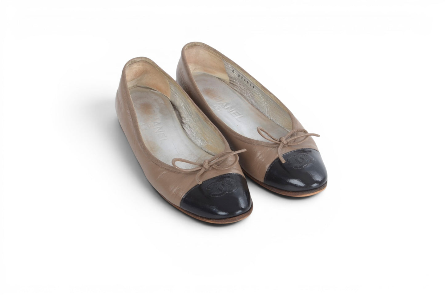 Chanel Ballet Flats Shoes Ballerina Ballet Flat Pumps Ribbon Leather Vintage Size 35,5