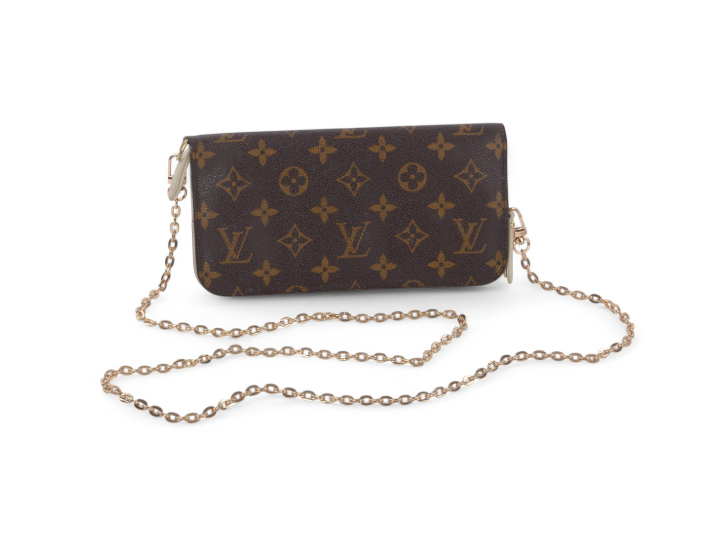 Louis Vuitton Insolite Monogram Zip Wallet Zippy Leather Canvas Brown Ivory Crossbody Bag