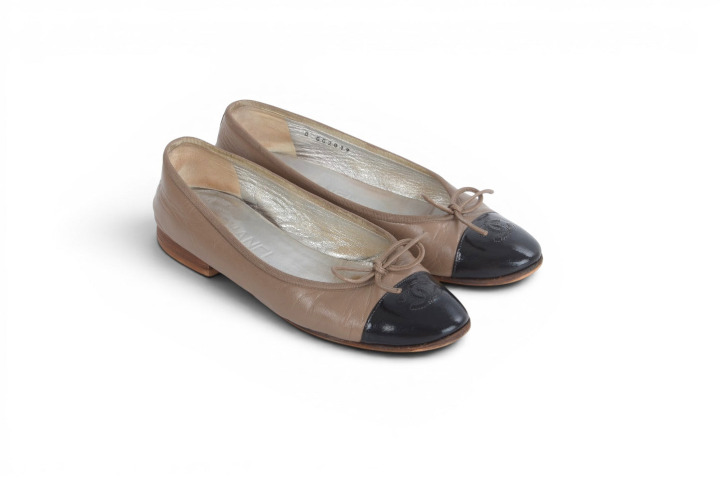 Chanel Ballet Flats Shoes Ballerina Ballet Flat Pumps Ribbon Leather Vintage Size 35,5