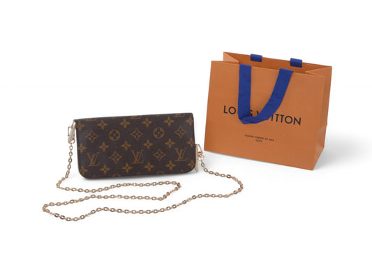 Louis Vuitton Insolite Monogram Zip Wallet Zippy Leather Canvas Brown Ivory Crossbody Bag
