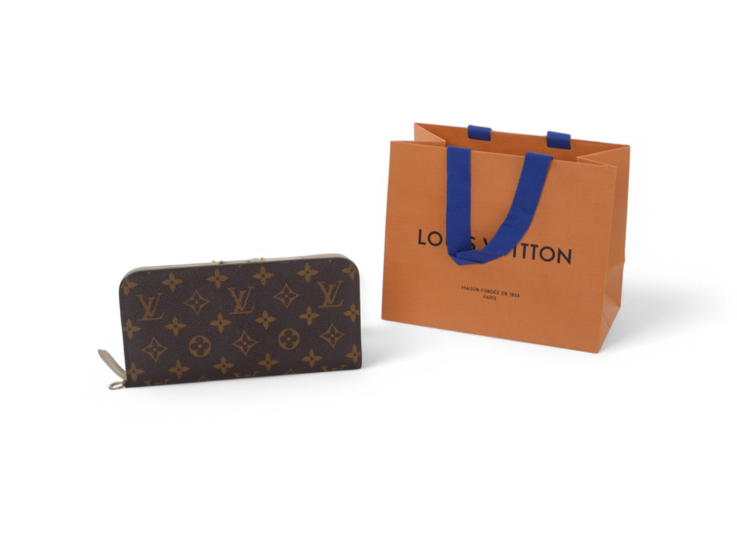 Louis Vuitton Insolite Monogram Zip Wallet Zippy Leather Canvas Brown Ivory Crossbody Bag
