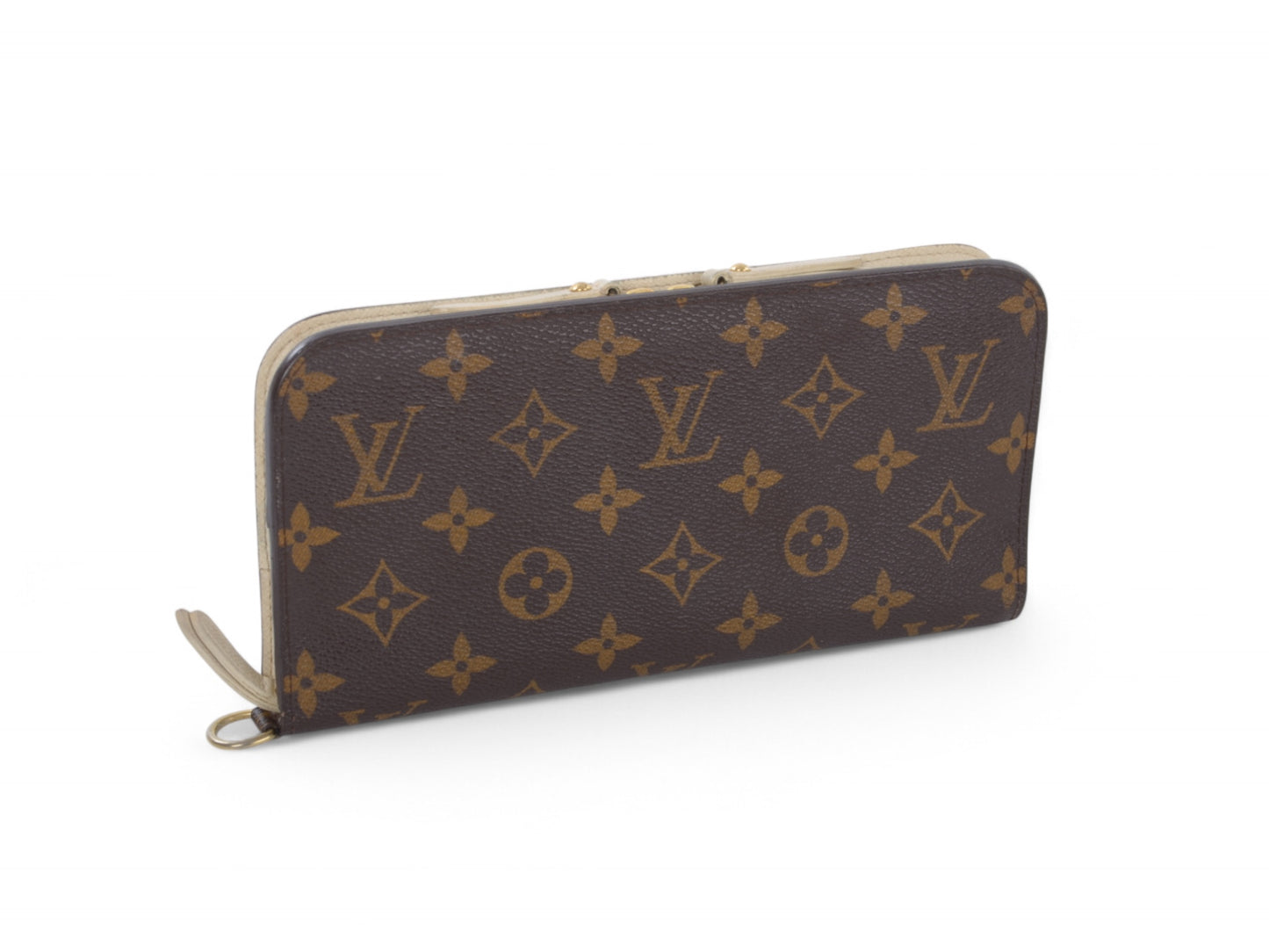 Louis Vuitton Insolite Monogram Zip Wallet Zippy Leather Canvas Brown Ivory Crossbody Bag