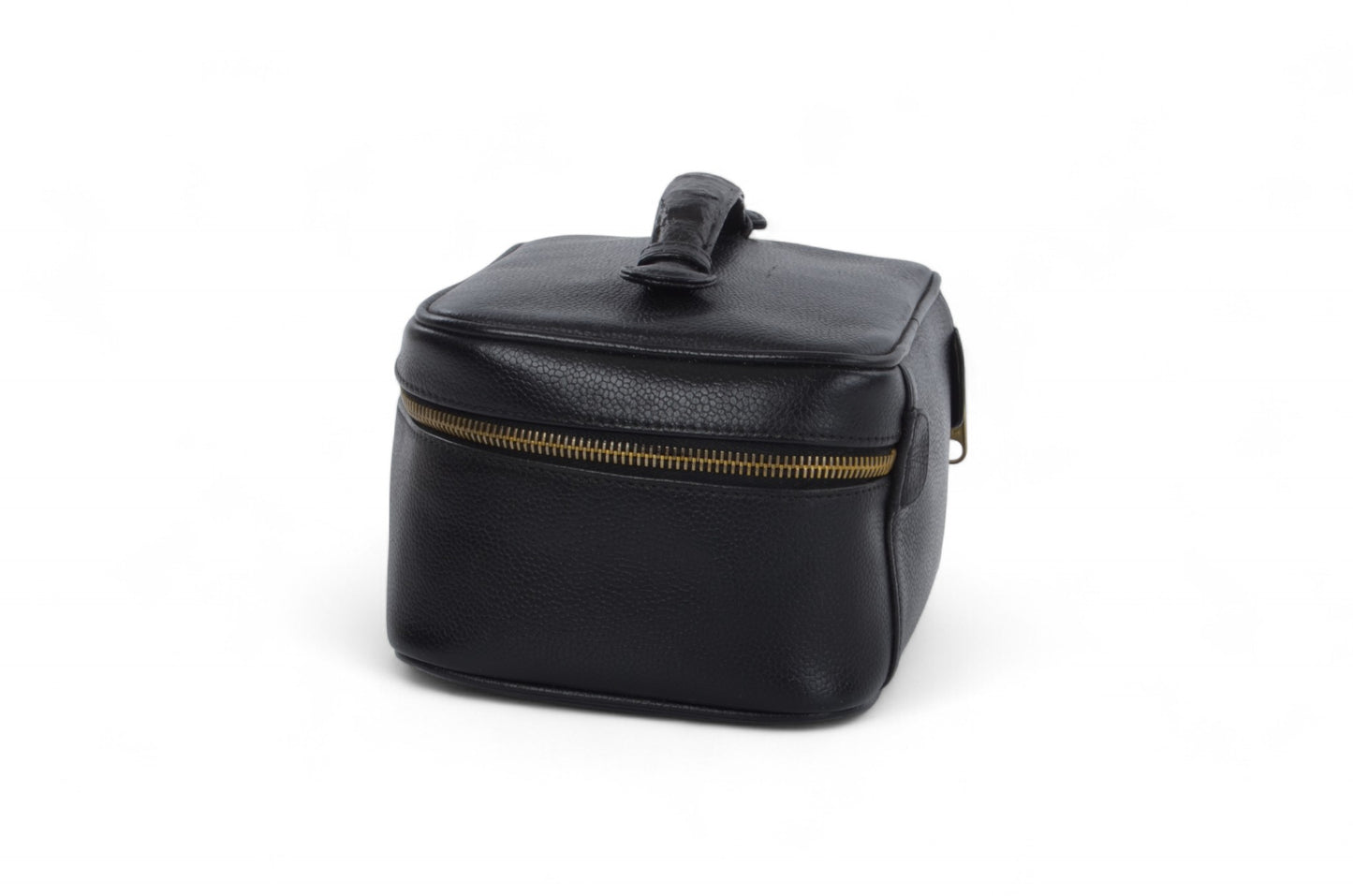 Chanel Vanity Bag CC Caviar Leather Logo Vintage Skin Black Make Up Pouch