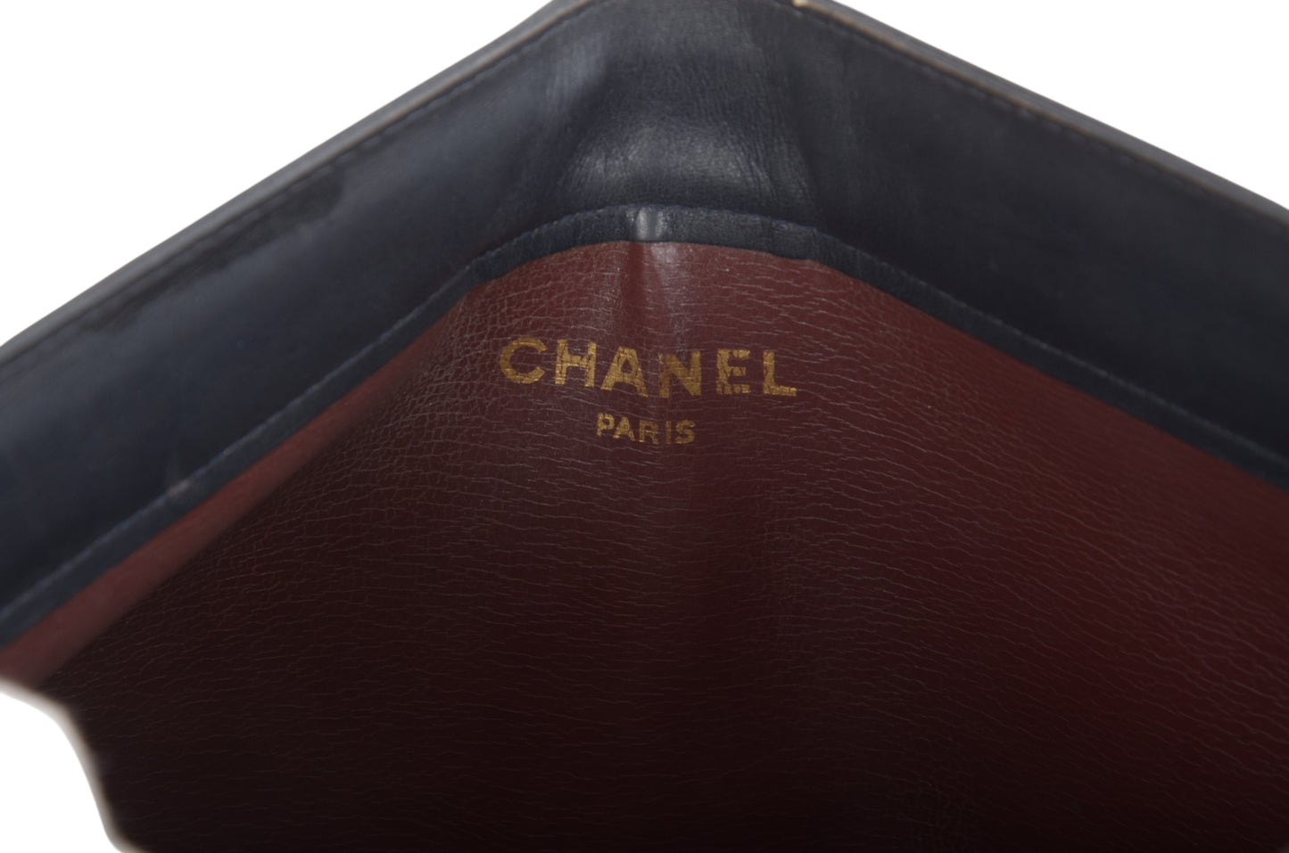 Chanel Clutch Leather Black Bag CC Logo Gold Vintage Designer Classic