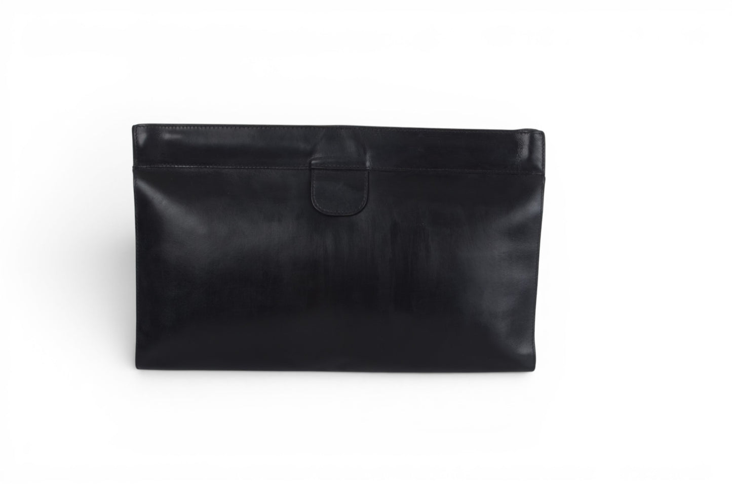 Chanel Clutch Leather Black Bag CC Logo Gold Vintage Designer Classic