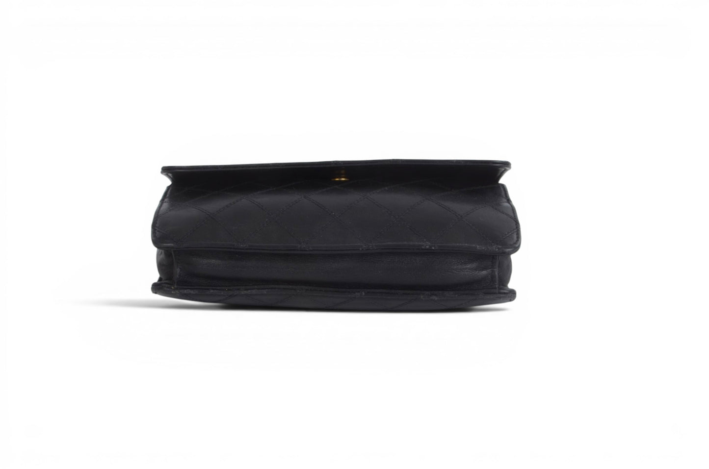 Chanel Clutch Quilted Lambskin Leather Flap Bag Matelasse Black CC Logo Vintage Designer Classic