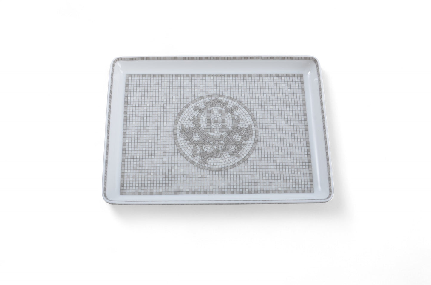 Hermès Mosaique au 24 platinum tray small model Porcelein Jewelry Change Tray Interior