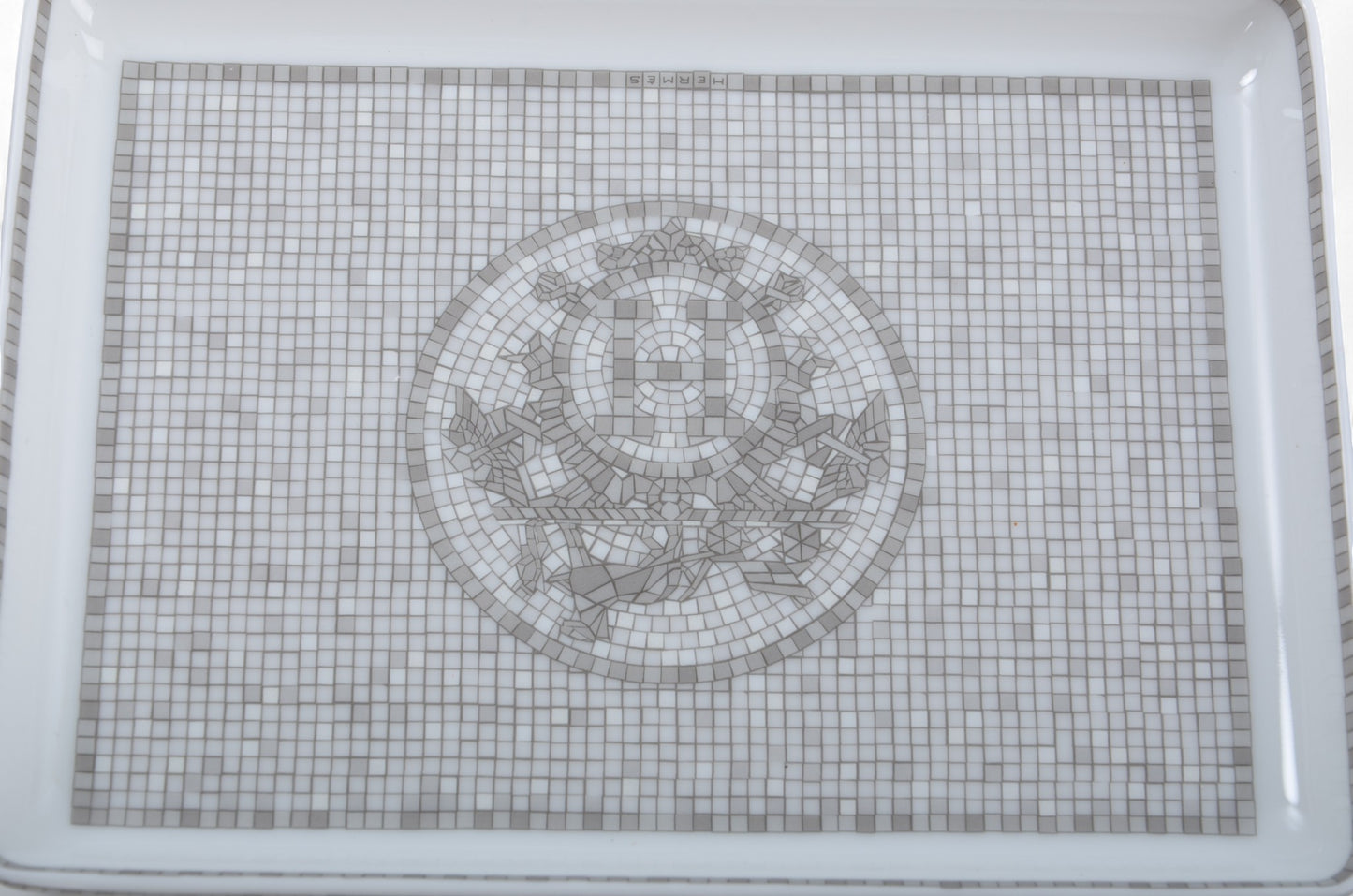 Hermès Mosaique au 24 platinum tray small model Porcelein Jewelry Change Tray Interior