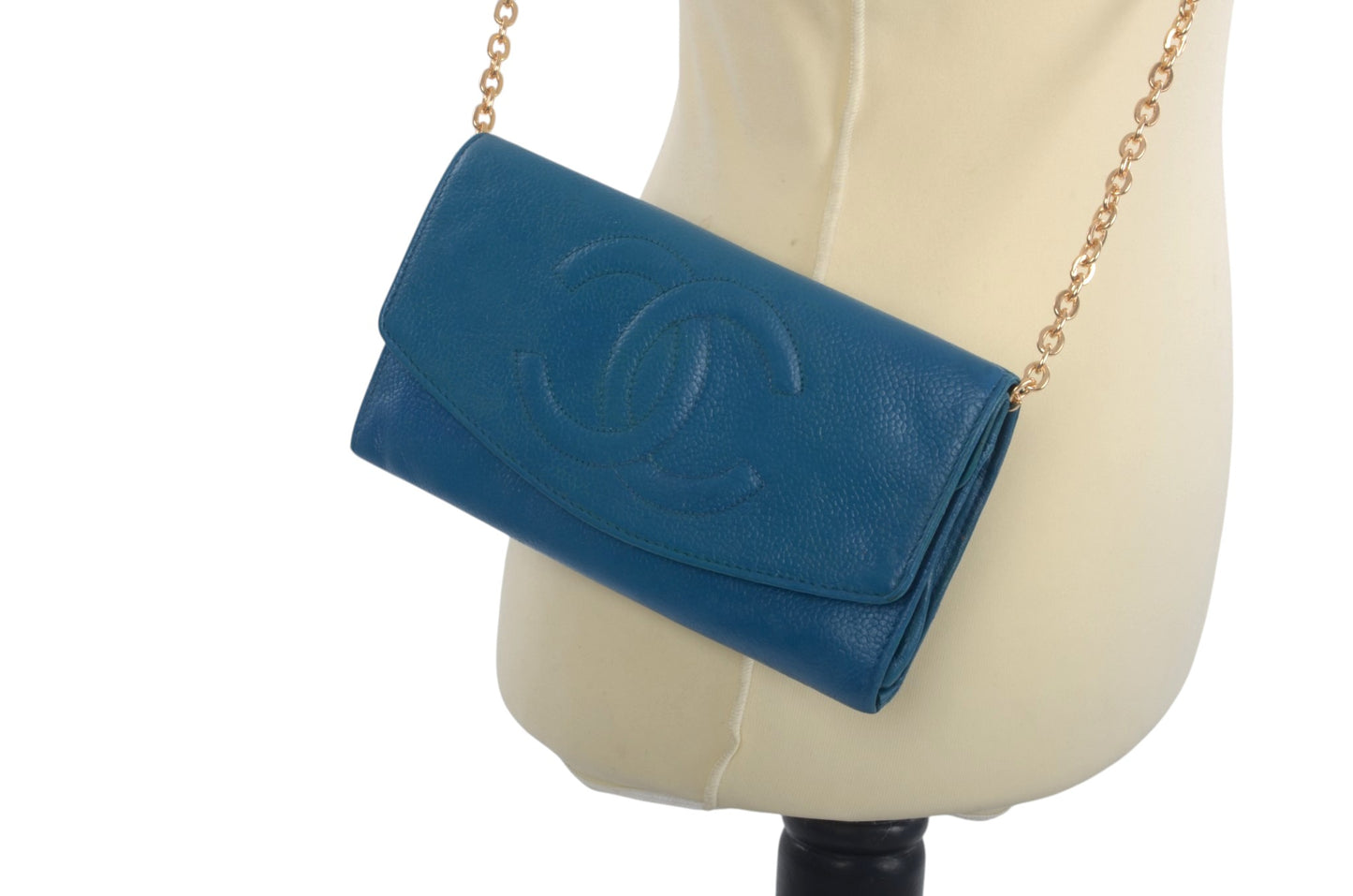 Chanel Long Wallet Caviar Leather Bifold Purse Crossbody Bag Vintage Designer Classic Authentic