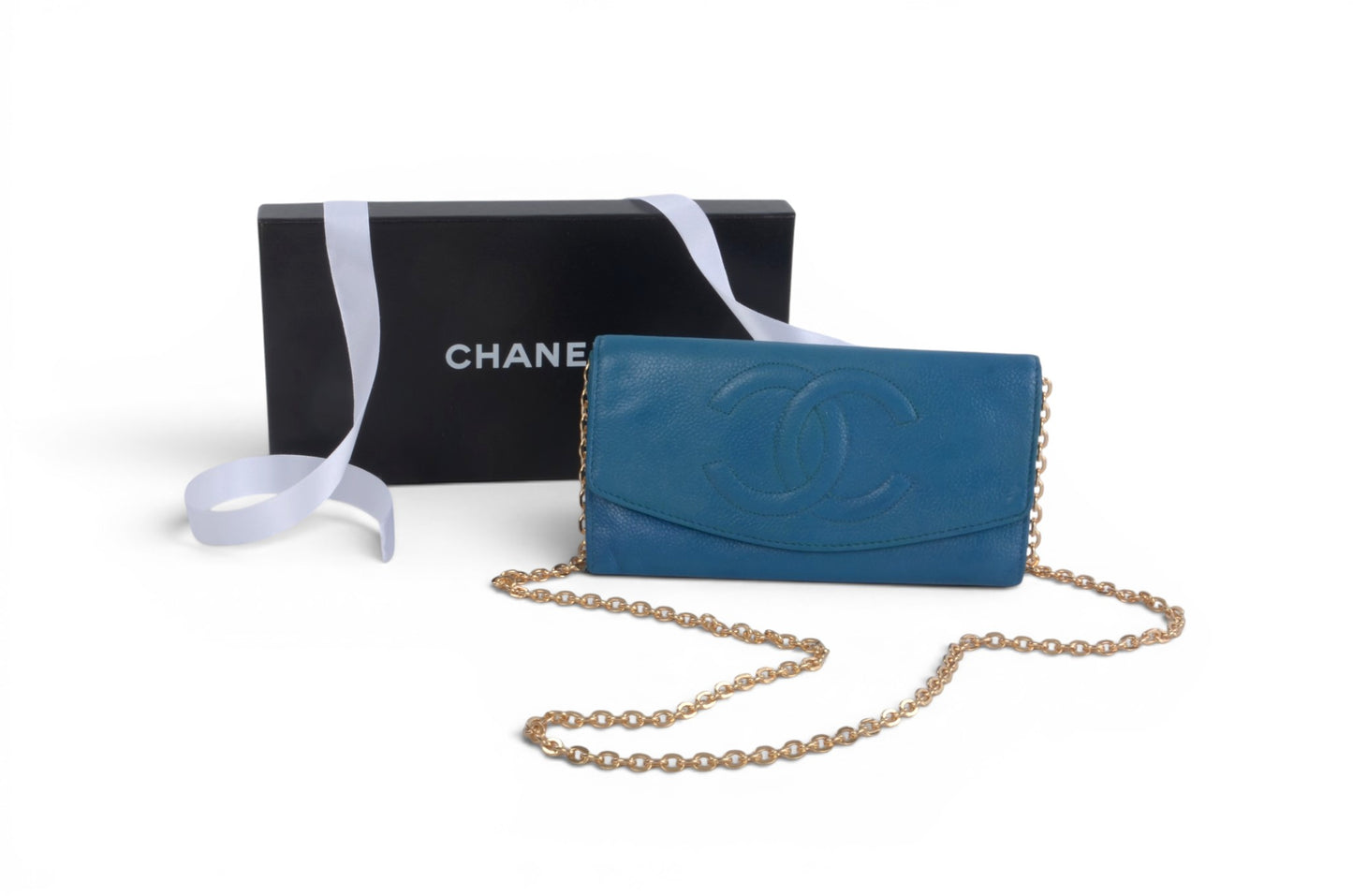 Chanel Long Wallet Caviar Leather Bifold Purse Crossbody Bag Vintage Designer Classic Authentic